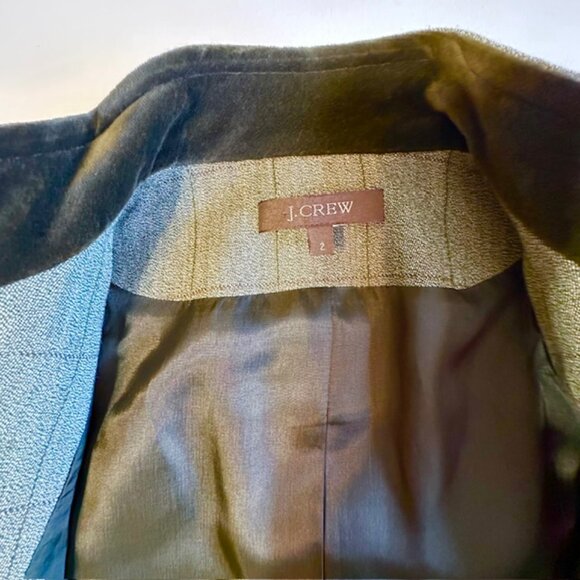 J. Crew Military green wool blend blazer jacket top pockets Size 2 - Picture 8 of 10